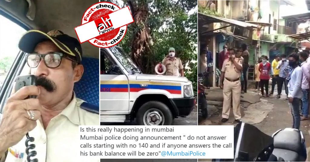 Calls from ‘+140’ numbers will NOT empty bank accounts; Mumbai police video viral with false claim