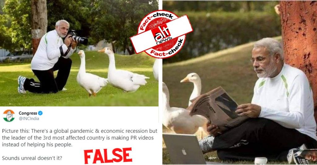 Congress shares 2012 image of PM Modi with ducks as PR during COVID-19
