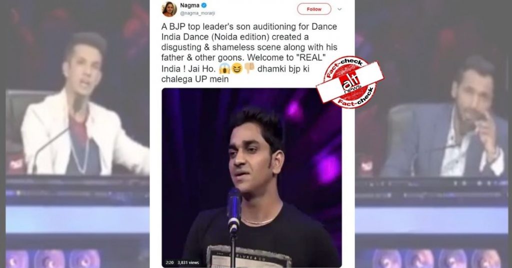 Prank on ‘Dance India Dance’ shared as BJP leader’s son threatening judges on the show