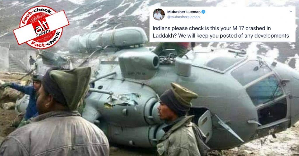 Pakistani journalist, users share 2018 image as Indian chopper recently crashed in Ladakh