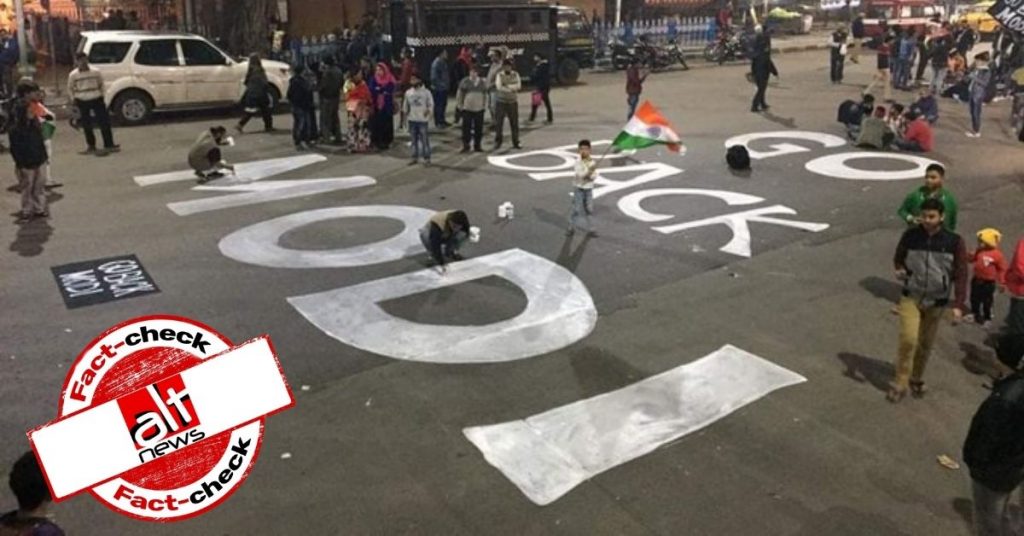 This photo of ‘Go Back Modi’ graffiti is from Kolkata