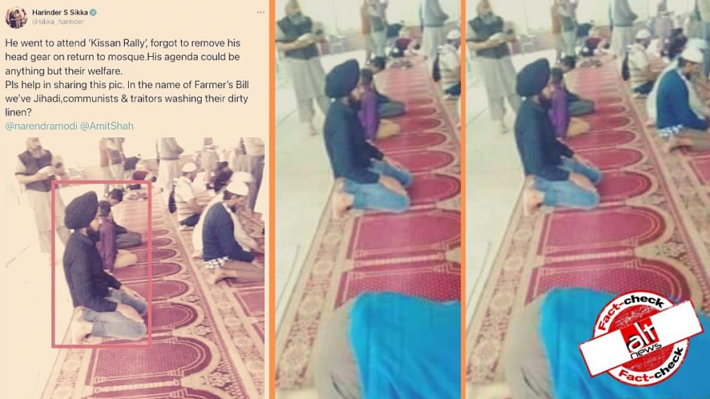 Old image of Sikh man praying in mosque viral as Muslim man who posed as farmer