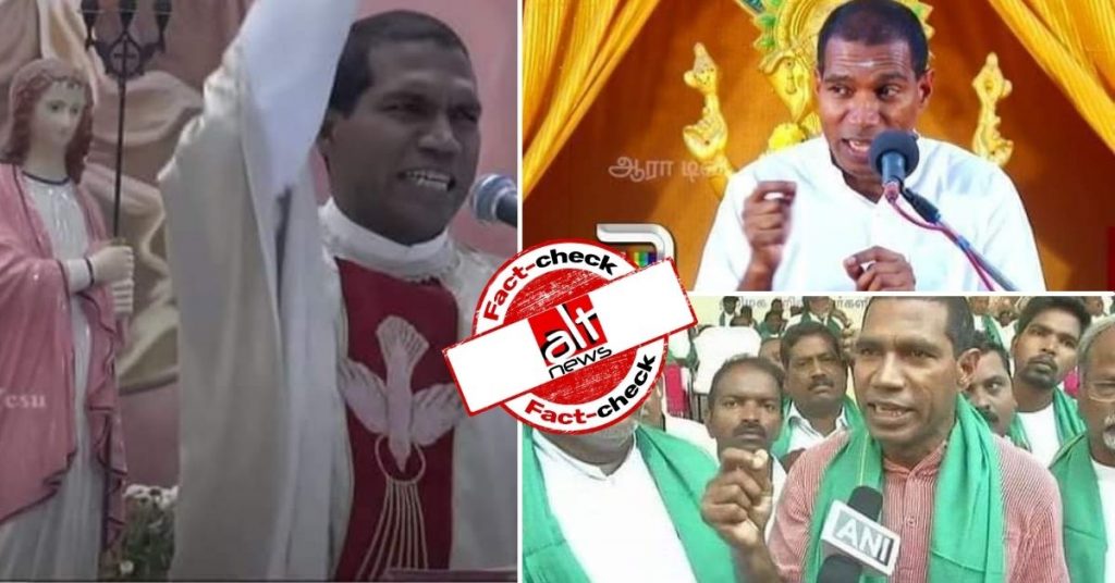 Old images of Father JG Raj juxtaposed to portray him as imposter at farmers’ protest