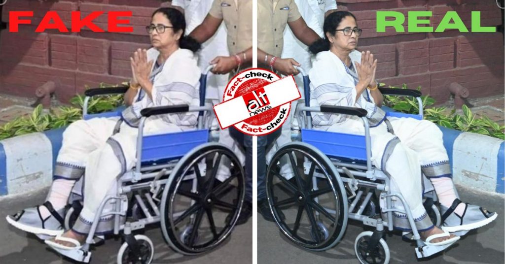 Mirror image used to portray Mamata Banerjee faked her leg injury