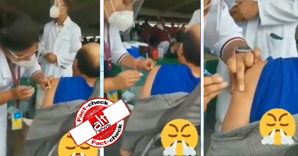 Video of woman pushing empty syringe without vaccine is from Mexico