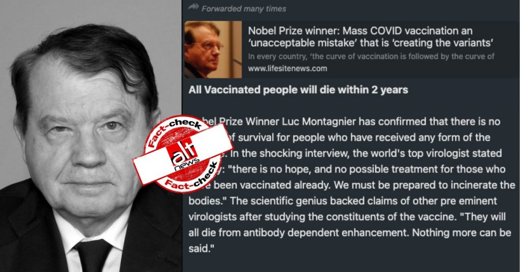 WhatsApp hoax claims Nobel laureate said all vaccinated people will die within 2 years