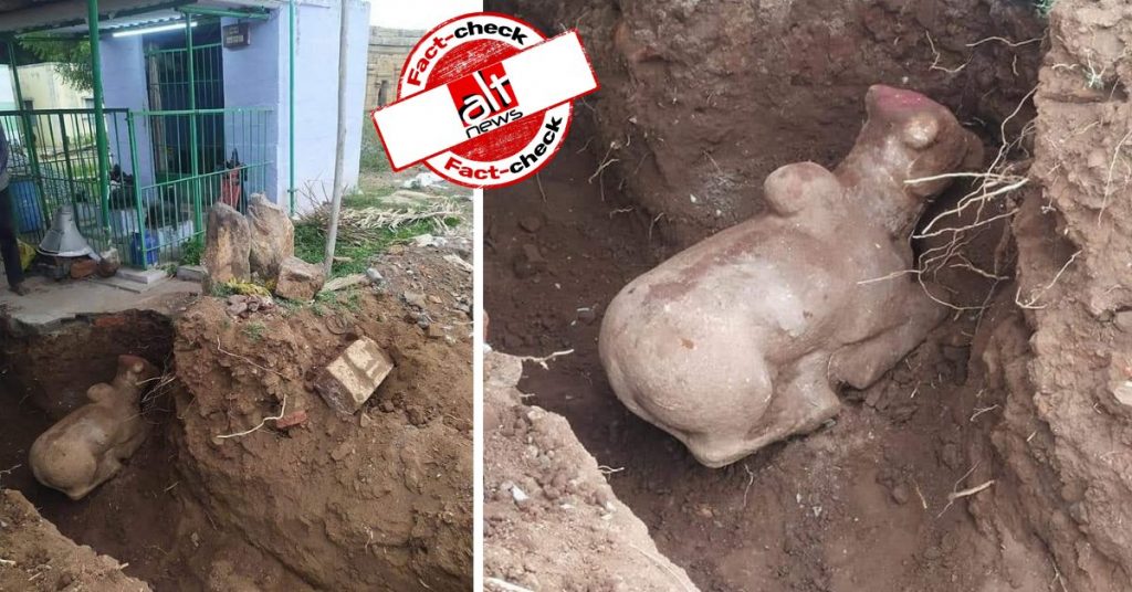 No, Nandi idol wasn’t found under mosque; photo of temple renovation viral