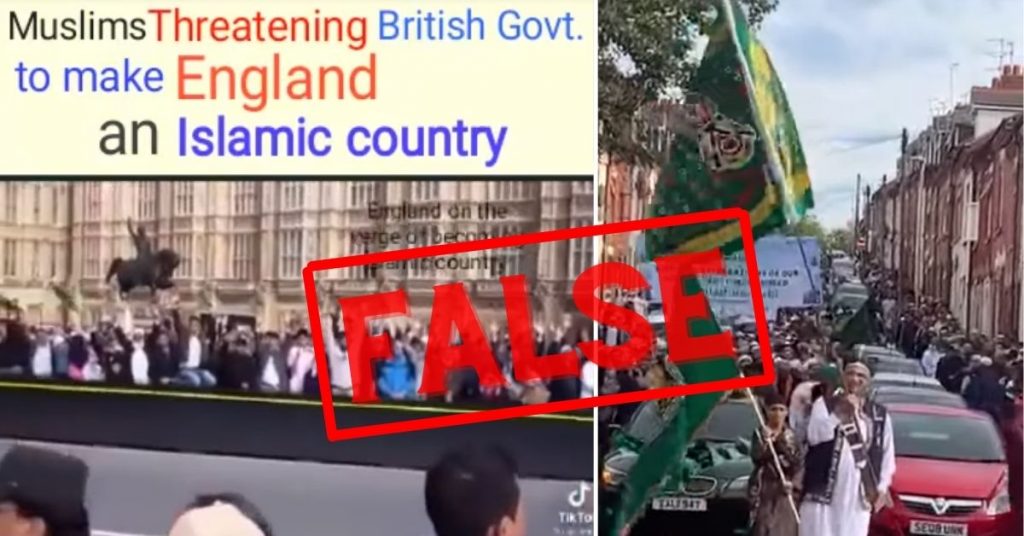 Old, unrelated videos falsely shared as Muslims demand UK be declared Islamic state