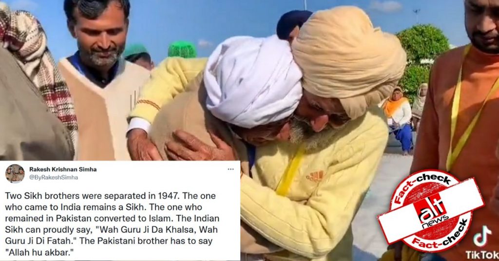 Video of brothers reuniting 74 years after India-Pak partition shared with false claim