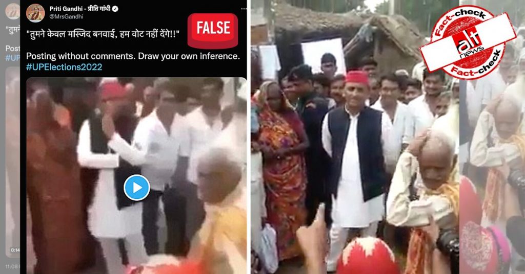 BJP members falsely claim man accuses SP of building “masjids” for Muslim appeasement