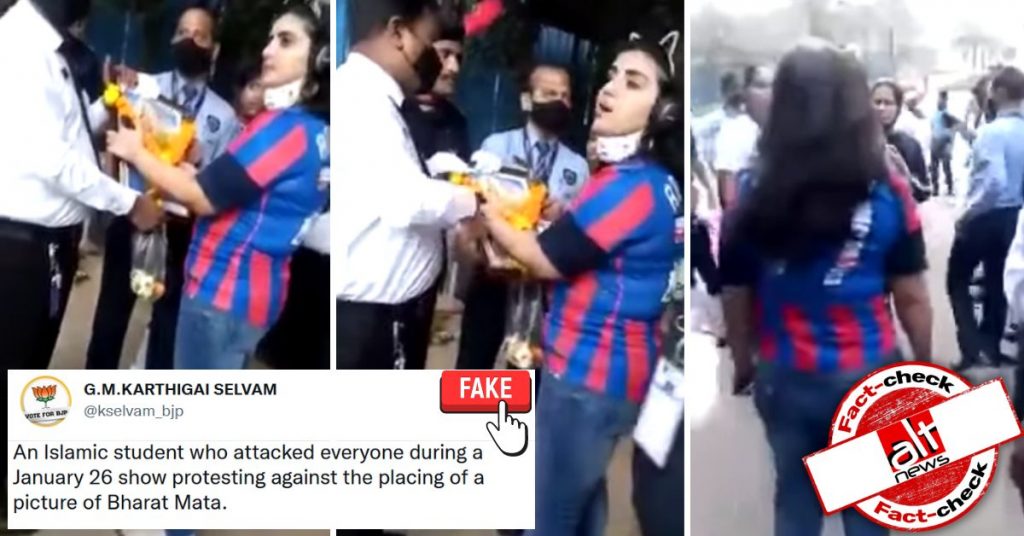 Video from Thane falsely viral as Muslim woman preventing flag hoisting on R-Day