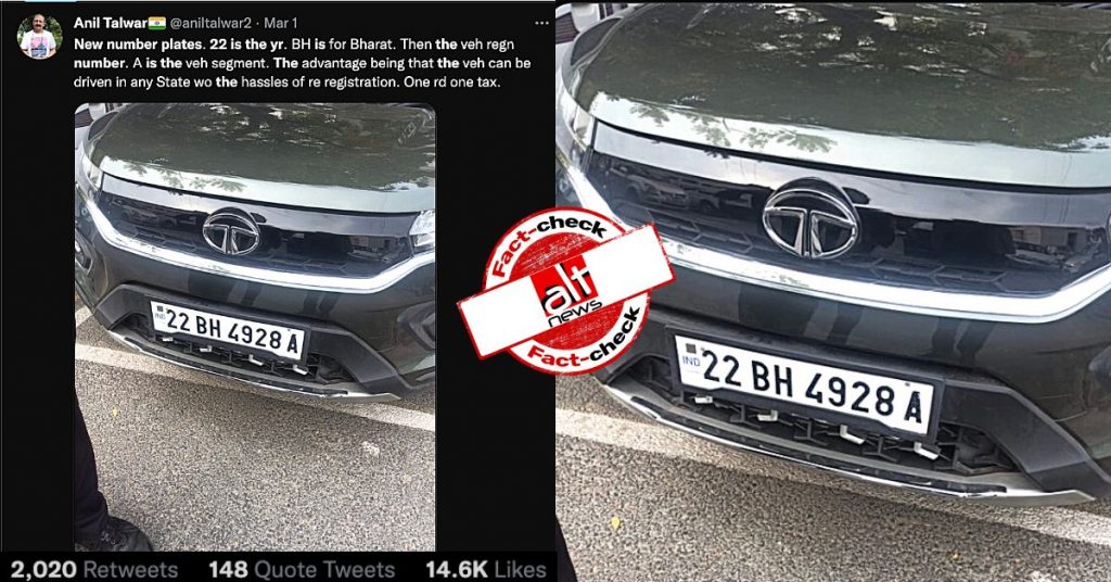 Photo of car registered under new BH-series shared with partial context