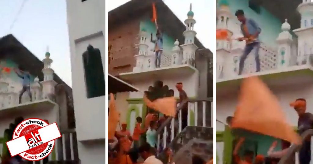 Video of saffron flags raised atop UP mosque falsely linked to Karauli communal violence