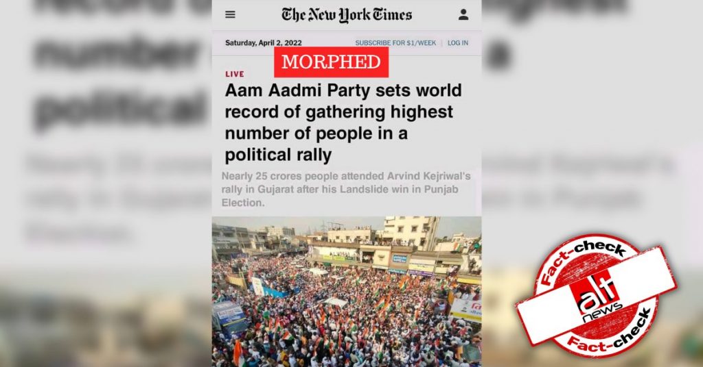 Morphed screenshot viral to claim NYT’s propaganda for AAP