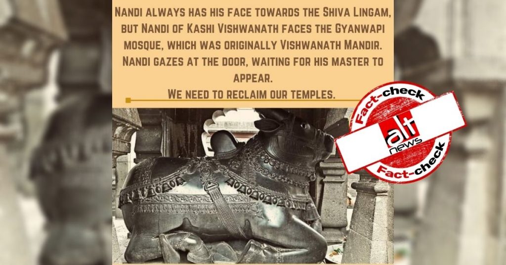 Nandi idol in Maharashtra temple falsely viral as idol facing Gyanvapi mosque