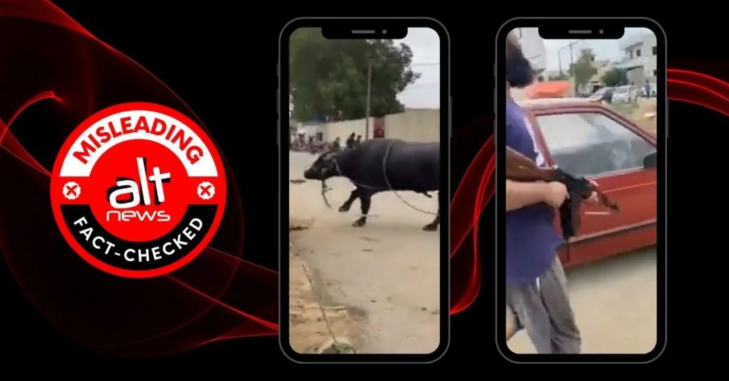 Viral video of armed civilians chasing a buffalo is from Pakistan