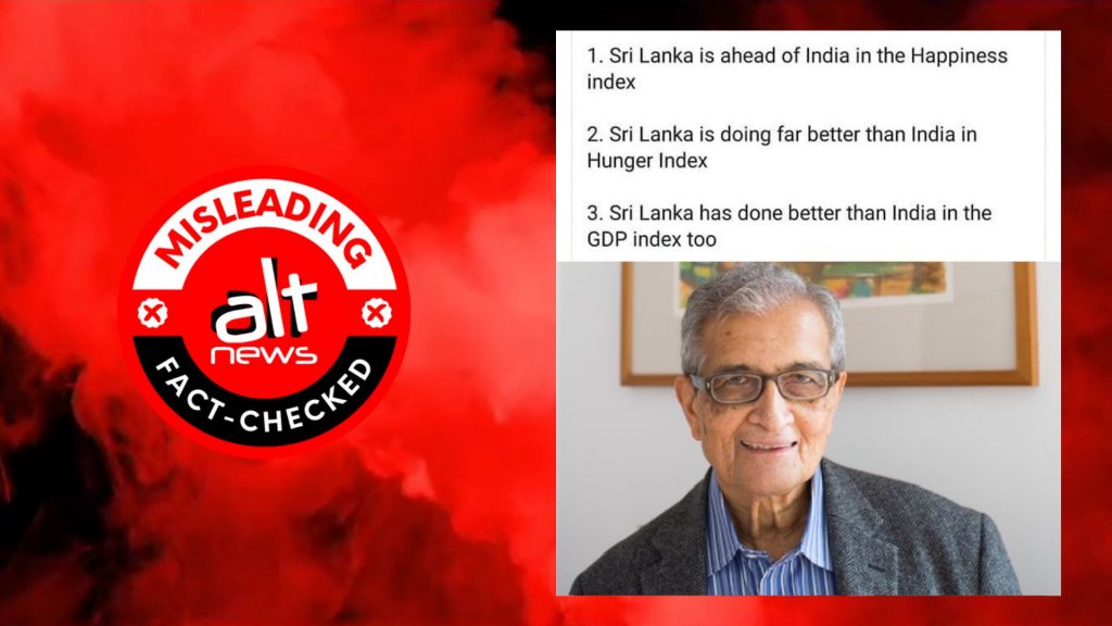 Fact-Check: Did Amartya Sen claim that Sri Lanka is ahead of India in terms of global indices?