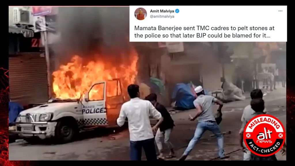 Are ‘TMC cadres’ seen pelting stones at cops in video shared by BJP leaders after Nabanna march?