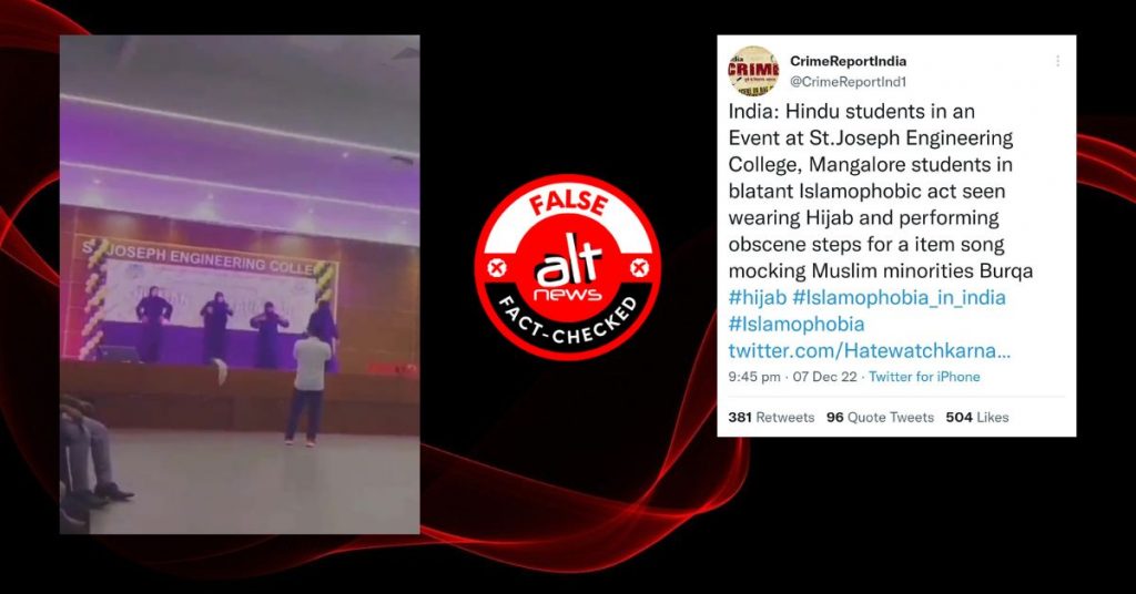 No, Hindu boys did not dance in burqa in Mangalore college; false claim viral on social media