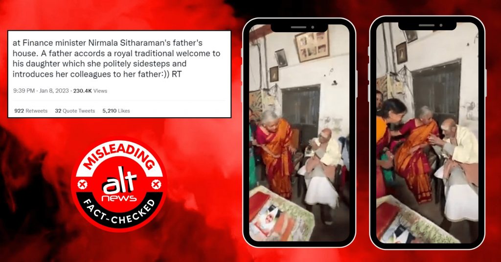 Fact Check: Nirmala Sitharaman is not meeting her dad in viral clip
