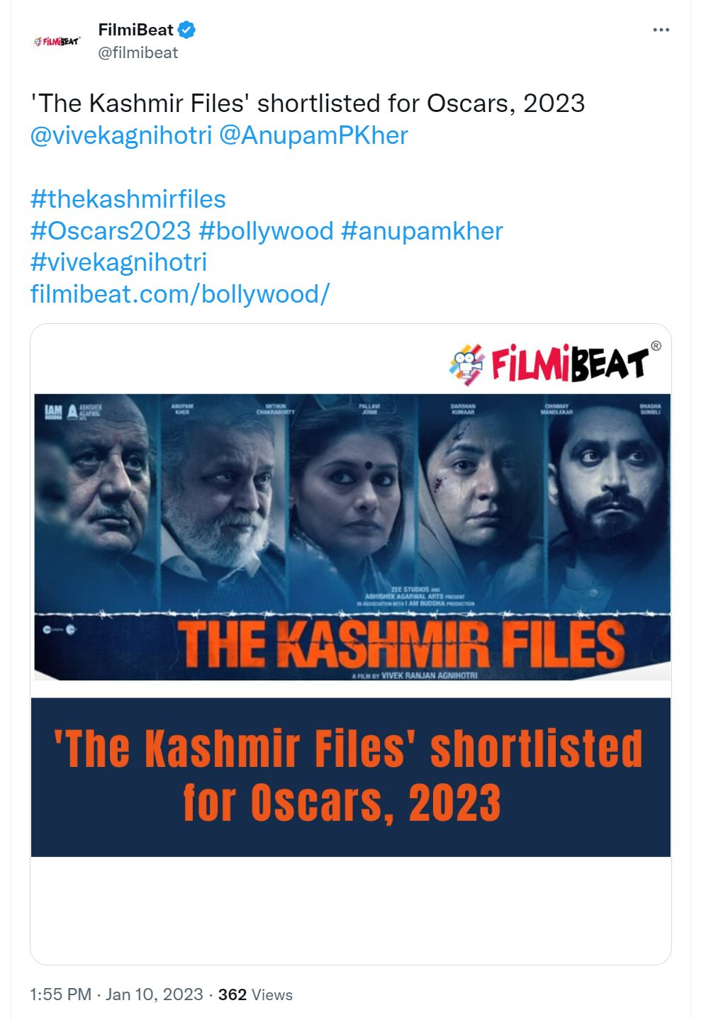 Mithun Chakraborty breaks his silence about critiques calling 'The Kashmir Files' 'vulgar' and a 'propaganda' as the film gets shortlisted at Oscars 2023