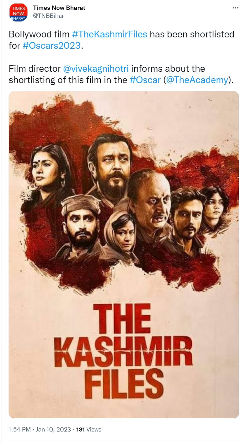 Mithun Chakraborty breaks his silence about critiques calling 'The Kashmir Files' 'vulgar' and a 'propaganda' as the film gets shortlisted at Oscars 2023