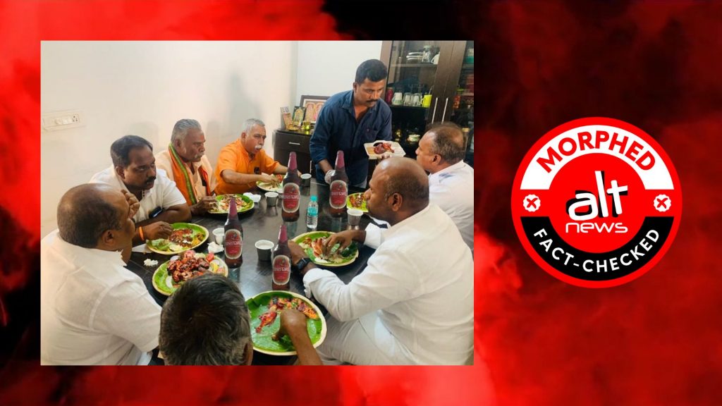 Fact check: Photo of Tamil Nadu BJP leaders sitting with beer bottles is morphed