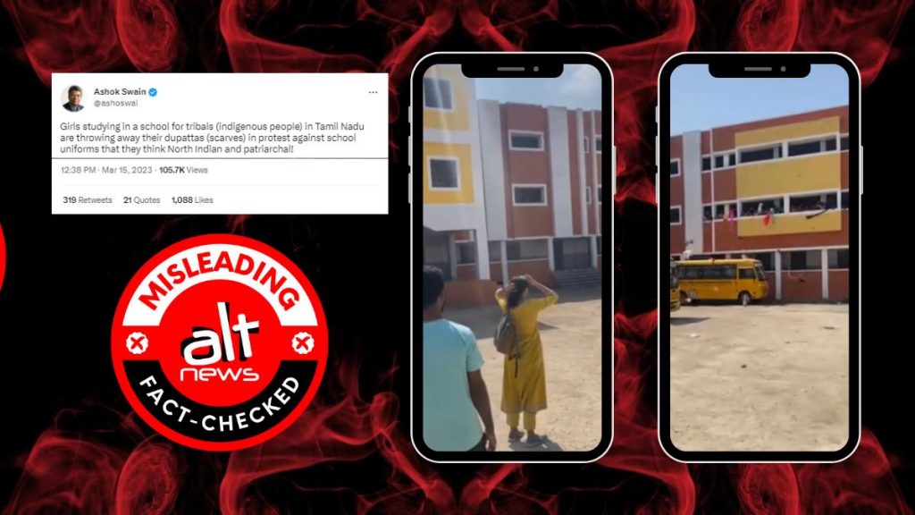 Video of TN girls throwing down scarves to greet author viral with misleading claim