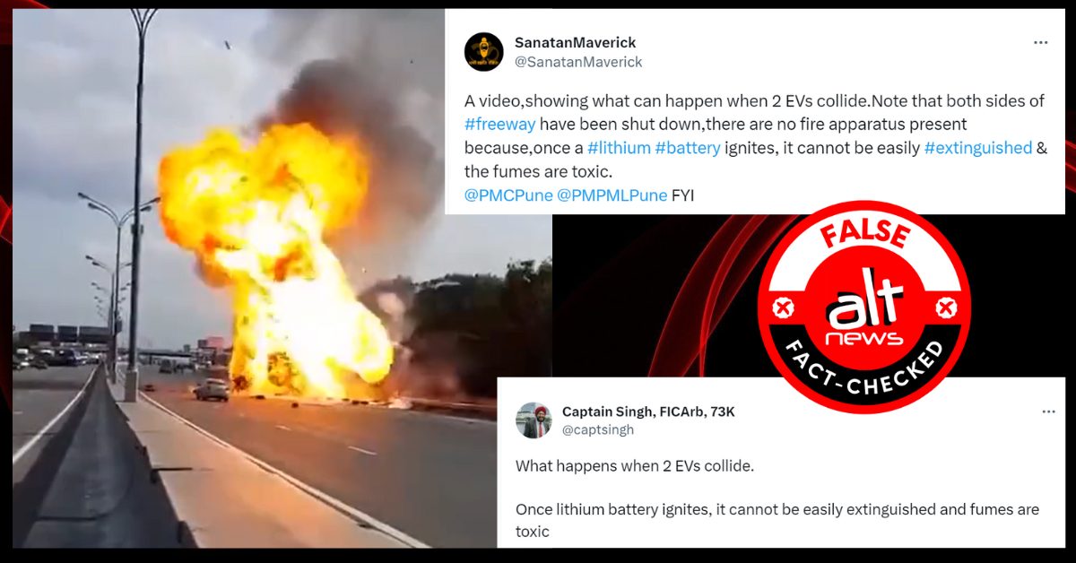 Accident involving EVs caused massive explosion? No, viral video shows truck carrying gas cylinders hitting a bus – Alt News