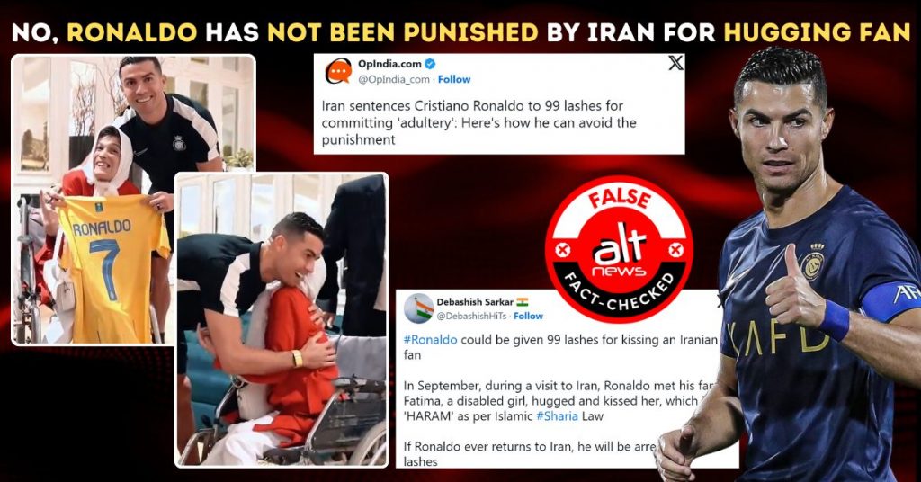 No, Ronaldo has not been punished by Iran for hugging wheelchair-bound fan