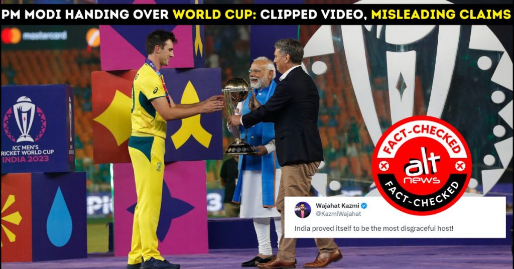 Modi at cricket World Cup Final presentation ceremony: Clipped video viral with misleading claims