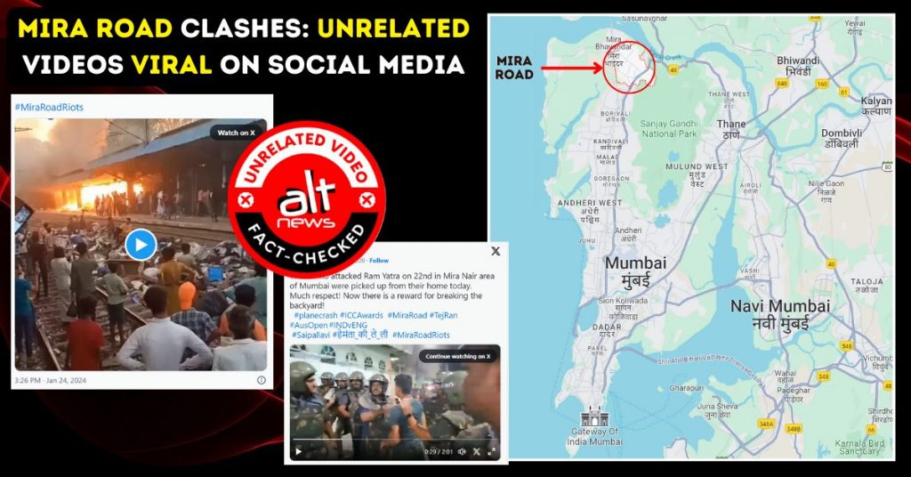 Mira Road clashes: Police thrashing detainees to rail station on fire — Unrelated visuals falsely viral