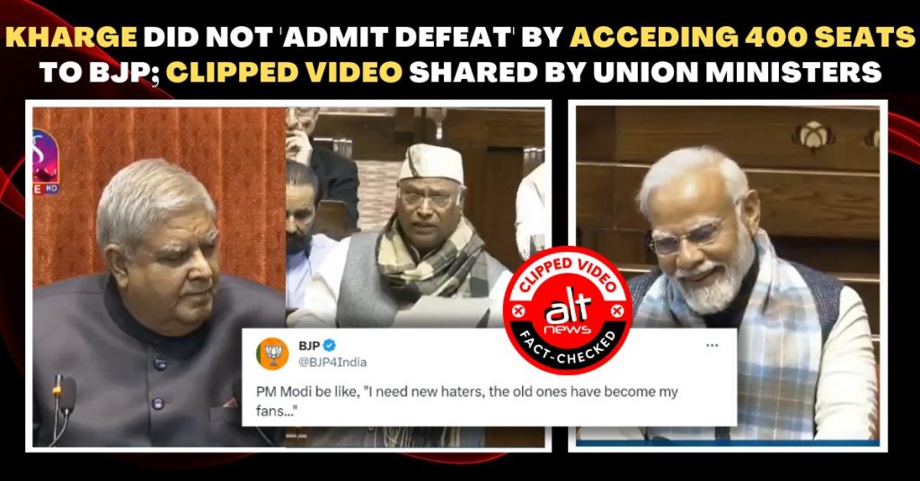 Kharge did not ‘admit defeat’ by acceding 400 seats to BJP; clipped video shared by Union ministers