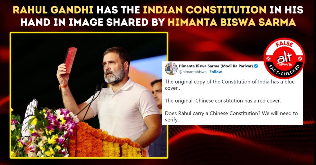 Fact check: Rahul Gandhi is holding the Indian Constitution in image shared by Himanta Biswa Sarma