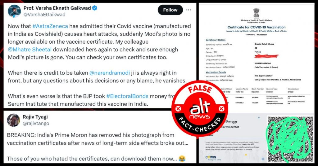 PM Modi’s photo removed from vaccine certificate as per model code; nothing to do with AstraZeneca side effects