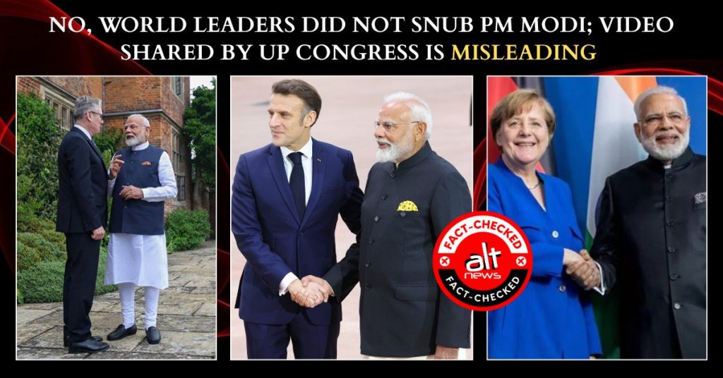 No, world leaders did not snub PM Modi; video shared by UP Congress is misleading