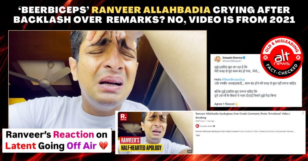 ‘BeerBiceps’ Ranveer Allahbadia crying after backlash over controversial remarks? No, video is from 2021