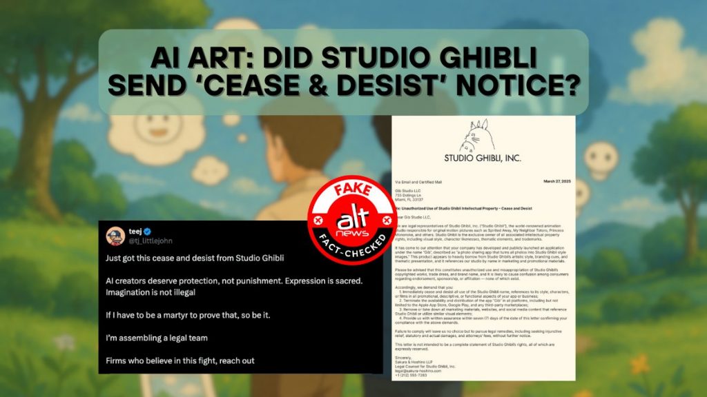 Amid debate over AI-generated art in Studio Ghibli style, a fake ‘cease and desist’ order goes viral