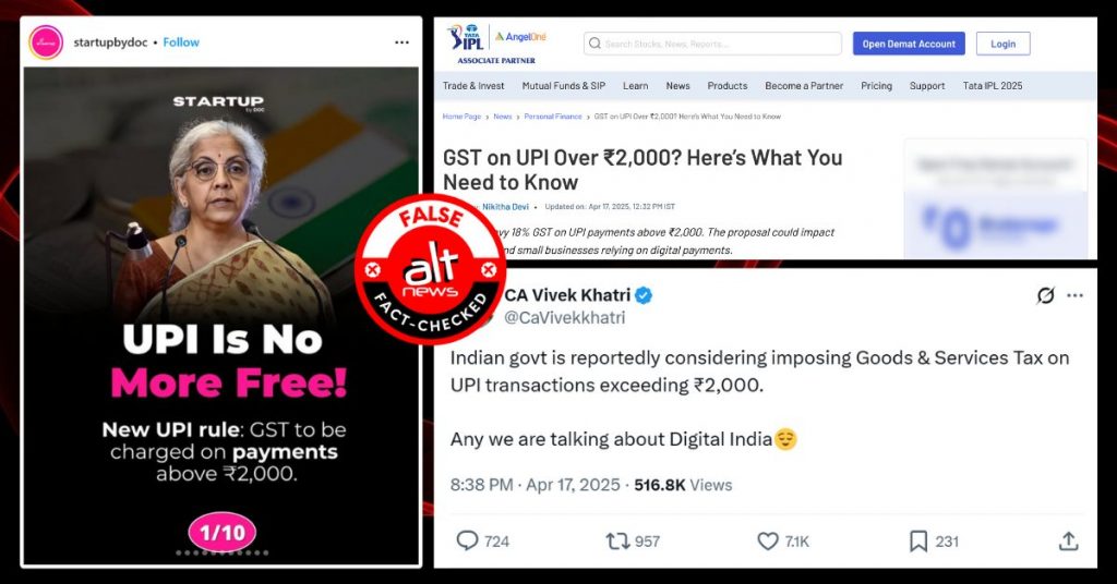 No GST on UPI transactions above Rs 2,000; finance ministry calls social media claims baseless