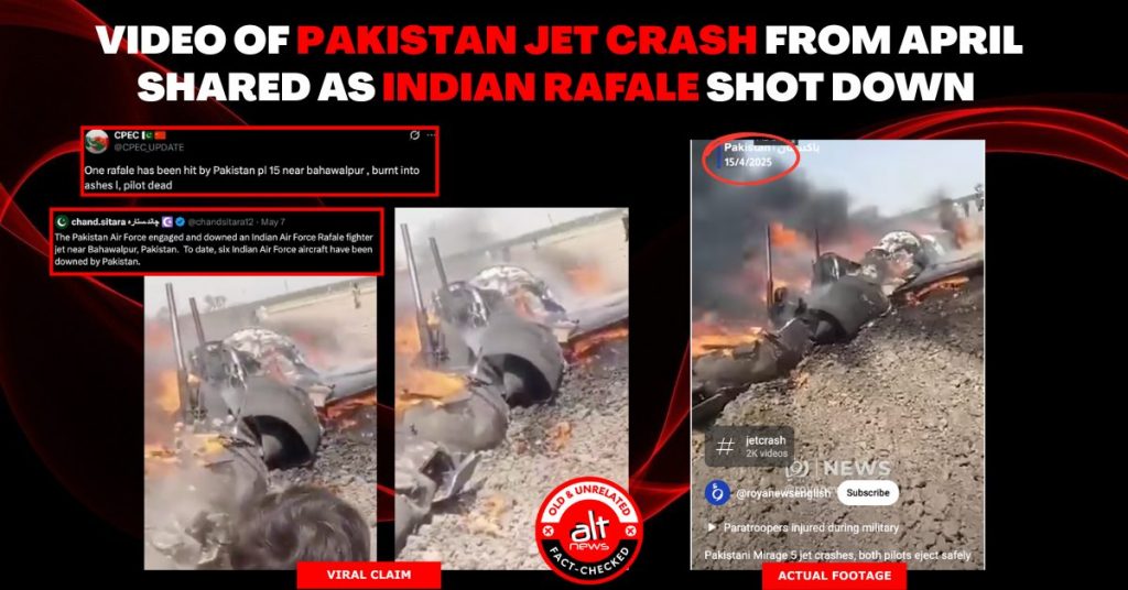 April video of Pakistani aircraft crash shared with false claims that Pak took down Indian Rafale jet