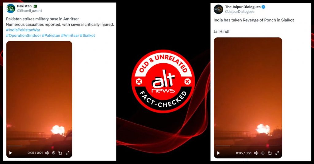 Same video shared as Pak attack in Amritsar and Indian strike in Sialkot. In reality, it shows neither