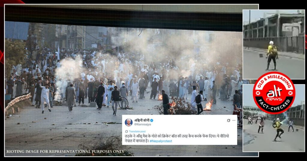 Tear gas cannister caught by protester: Pakistan video from 2022 shared as Nepal
