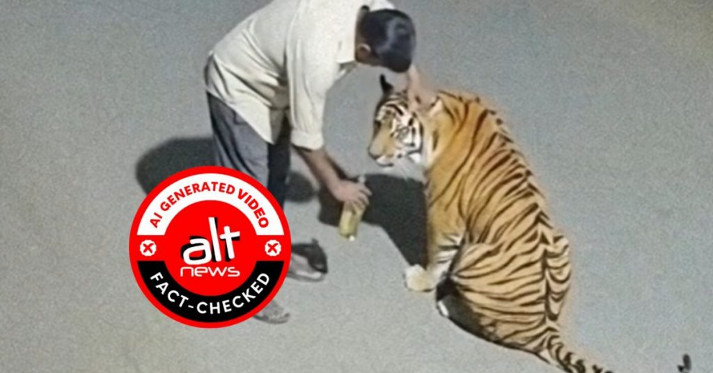 Video of drunk man petting, offering alcohol to Pench tiger is AI-generated
