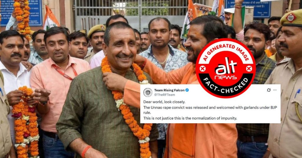 Kuldeep Sengar did not walk out of jail; photo of Unnao rape convict outside Tihar Jail is AI-generated