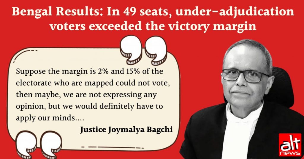 Bengal results: In 49 seats, voters deleted after adjudication exceeded the victory margin
